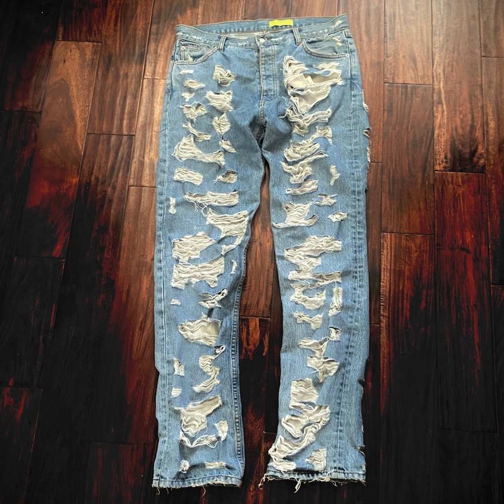 Mens Siberia Hills Ripped/Lined Blue Jeans